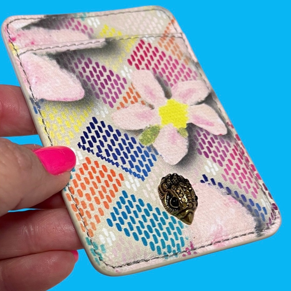 Kurt Geiger NWT Card Holder for Phone Adhesive Back multi colored abstract